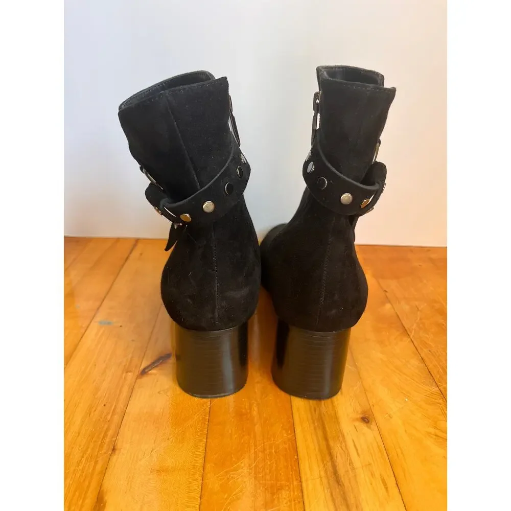 Regarde Le Ciel Ines Bootie Black Suede Silver Buckle NWOT 40 EU 9.5 US